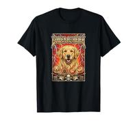 Dolce Golden Retriever Cane 80s Rock Musica Illustrazione Maglietta