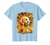 Dolce Golden Retriever Come un'opera d'Arte Colorata Maglietta, Bambini, Celeste, 12 Anni