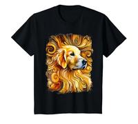 Dolce Golden Retriever Come un'opera d'Arte Colorata Maglietta, Bambini, Nero, 10 Anni
