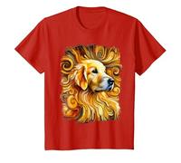 Dolce Golden Retriever Come un'opera d'Arte Colorata Maglietta, Bambini, Rosso, 3 Anni