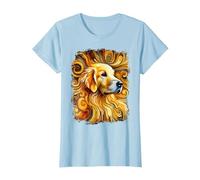 Dolce Golden Retriever Come un'opera d'Arte Colorata Maglietta, Donna, Celeste, 3XL