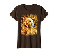 Dolce Golden Retriever Come un'opera d'Arte Colorata Maglietta, Donna, Marrone, 3XL