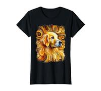 Dolce Golden Retriever Come un'opera d'Arte Colorata Maglietta, Donna, Nero, L