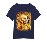 Dolce Golden Retriever Come un'opera d'Arte Colorata Maglietta, Donna Plus-Size, Navy, 6X