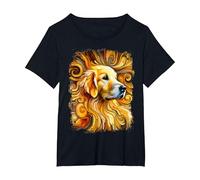 Dolce Golden Retriever Come un'opera d'Arte Colorata Maglietta, Donna Plus-Size, Nero, 6X