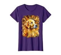 Dolce Golden Retriever Come un'opera d'Arte Colorata Maglietta, Donna, Viola, 3XL