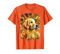 Dolce Golden Retriever Come un'opera d'Arte Colorata Maglietta, Uomo, Arancio, 3XL