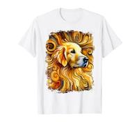 Dolce Golden Retriever Come un'opera d'Arte Colorata Maglietta, Uomo, Bianco, 5XL