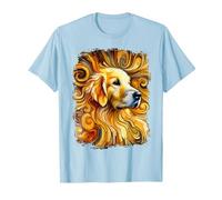 Dolce Golden Retriever Come un'opera d'Arte Colorata Maglietta, Uomo, Celeste, L
