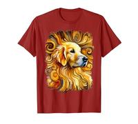 Dolce Golden Retriever Come un'opera d'Arte Colorata Maglietta, Uomo, Mirtillo Rosso, 3XL