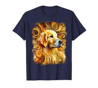 Dolce Golden Retriever Come un'opera d'Arte Colorata Maglietta, Uomo, Navy, L