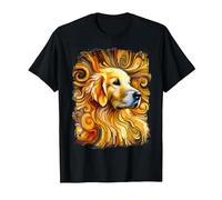 Dolce Golden Retriever Come un'opera d'Arte Colorata Maglietta, Uomo, Nero, 3XL