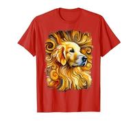 Dolce Golden Retriever Come un'opera d'Arte Colorata Maglietta, Uomo, Rosso, 3XL