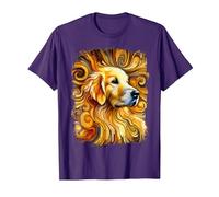 Dolce Golden Retriever Come un'opera d'Arte Colorata Maglietta, Uomo, Viola, S