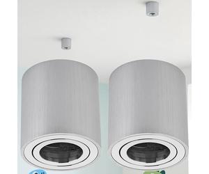 Dolce Led 2er Cornice di Montaggio GU10 Rotonda-Quadrata, Faretto da Soffitto in Alluminio Spazzolato, Luce Sottopensile in Alluminio (Rotonda-Argento)