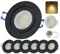 Dolce Led, Cornice in Alluminio IP44, Bagno, Inclusa GU10 7W Bianco Caldo, Luce da Incasso, Alluminio, Chiusura a Clic, Telaio da Incasso IP44, Faretto da Incasso, Spot da Incasso (6xNero-7W)