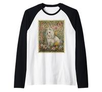 Dolce Maltese con Un Fiocco di Nastro Vintage Maglia con Maniche Raglan