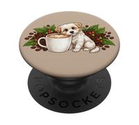 dolce Maltese Malti cucciolo cane e tazza di caffè al mattino PopSockets PopGrip Adesivo
