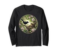Dolce Merlo Uccello birdwatcher Primavera Uccello canoro Pulcino Maglia a Manica