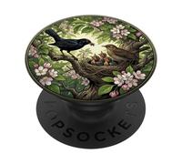 dolce merlo uccello birdwatcher primavera uccello canoro pulcino PopSockets PopGrip Adesivo