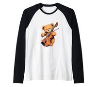 Dolce orsacchiotto gioca violoncello violoncellista Maglia con Maniche Raglan