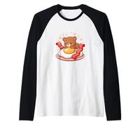 Dolce Orsetto Che Dorme su Uovo E Pancetta Kawaii Maglia con Maniche Raglan