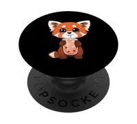 Dolce panda rosso ama il tè della bolla PopSockets PopGrip Adesivo