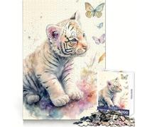 Dolce piccola tigre bianca, puzzle da 1000 pezzi per adolescenti, gioco stimolante per la mente, semplice e divertente, taglio preciso, Babbo Natale, desiderio, scegli 50x75cm