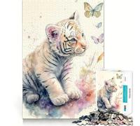 Dolce piccola tigre bianca, puzzle da 1000 pezzi per adolescenti, gioco stimolante per la mente, semplice e divertente, taglio preciso, Babbo Natale, desiderio, scegli 50x75cm