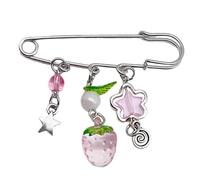 Dolce Pin Abbigliamento Gioielli Maglione Maglione Mollette Catena Fragola Catena Lega Chiusura Revers Per Il Giornaliero Catena Spilla, Taglia unica, come descritto