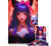 Dolce puzzle da 1000 pezzi con ragazza gatto anime per adolescenti, puzzle per migliorare la memoria, rilassante e divertente, design da assemblare, una piacevole sorpresa 50x75cm
