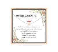 Dolce regalo per il 16° compleanno per ragazze, collana di perle rosa sterling per ragazza di 16 anni, decorazioni per 16° festa adolescenti ragazze regalo alla moda 2025, gioielli regalo per 16°