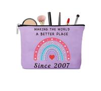 Dolce regalo per il 18° compleanno per ragazze, borsa per il trucco viola per il compleanno del 2007, idee regalo per il 18° compleanno per figlia, nipote, amici, borsa da viaggio per cosmetici di