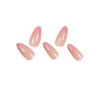 Dolce sfumatura rosa falso chiodo patch mandorla lucido coreano stile falso chiodo indossabile 24 pezzi unghie artificiali staccabili manicure estate lusso
