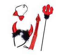 Dolce studentessa donna corno diavolo fascia per capelli con coda e papillon set adolescenti scattare foto fasce per capelli carnevale costume diavolo fascia da donna per lavare le corna del viso