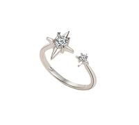 Dolce Temperamento Freddo Quattro Stelle Luce Zircone Aperto Freddo Design Semplice Strass Per Le Donne Ragazze Zircone Strass, Misura unica, come descritto, come descritto