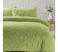 Dolce Vari Set di biancheria da letto in pile Teddy con margherite in rilievo, super morbido e caldo, per accoglienti notti invernali (felce, king size)