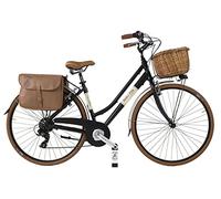 Dolce Vita By Canellini Bicicletta da città Vintage Oldstyle alluminio donna con borse e cesto (Nero, M)