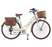 Dolce Vita By Canellini Bicicletta da città Vintage Oldstyle alluminio donna con borse e cesto (Panna, M)