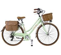 Dolce Vita By Canellini Bicicletta da città Vintage Oldstyle alluminio donna con borse e cesto (Verde Chiaro, M)