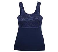 dolcecasabiancheria Canottiera Top sotto Giacca in Modal e Pizzo a Spalla Larga Tramonte Mary T798 Blu (XXL)