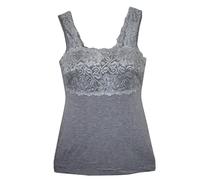 dolcecasabiancheria Canottiera Top sotto Giacca in Modal e Pizzo a Spalla Larga Tramonte Mary T798 Grigio (XXL)