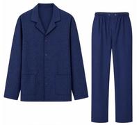 dolcecasabiancheria Diplomat Pigiama Uomo Manica Lunga Aperto a Giacca con Bottoni 100% Cotone Popeline Leggero Classico con Tasche Made in Italy Wo 101-48/S Blu