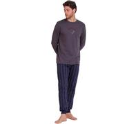 dolcecasabiancheria Pigiama Uomo Lungo in Caldo Cotone Invernale Admas 62772 a Righe M Grigio E Blu
