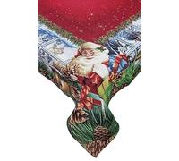 dolcecasabiancheria Tovaglia Copritavolo Natalizio Gobelin con Lurex 6/12 Posti Hessense Tartan Agrifoglio (Babbo Natale, per 6 (cm 140 x 180))
