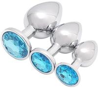 α ρ Dolcemente E Magnificamente, Giocosi E Divertenti 3 Giocattoli In Metallo In Acciaio Inossidabile Con Pietre Preziose Azzurre, Regalo Per Uomini E Donne!
