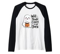 Dolcetto Divertente per Halloween all'Uncinetto con Fantasma Filato di Caramella Maglia con Maniche Raglan