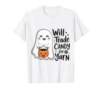 Dolcetto Divertente per Halloween all'Uncinetto con Fantasma Filato di Caramella Maglietta