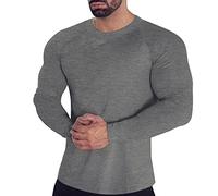 Dolcevita finto da uomo a maniche lunghe slim fit alto collo alto pullover top maglione casual sport allenamento muscolare camicia, Grigio scuro, L