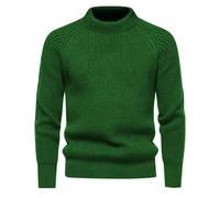 Dolcevita finto da uomo slim maglia maglietta camicetta collo alto manica lunga maglione morbido traspirante strato di base camicie, Verde, L